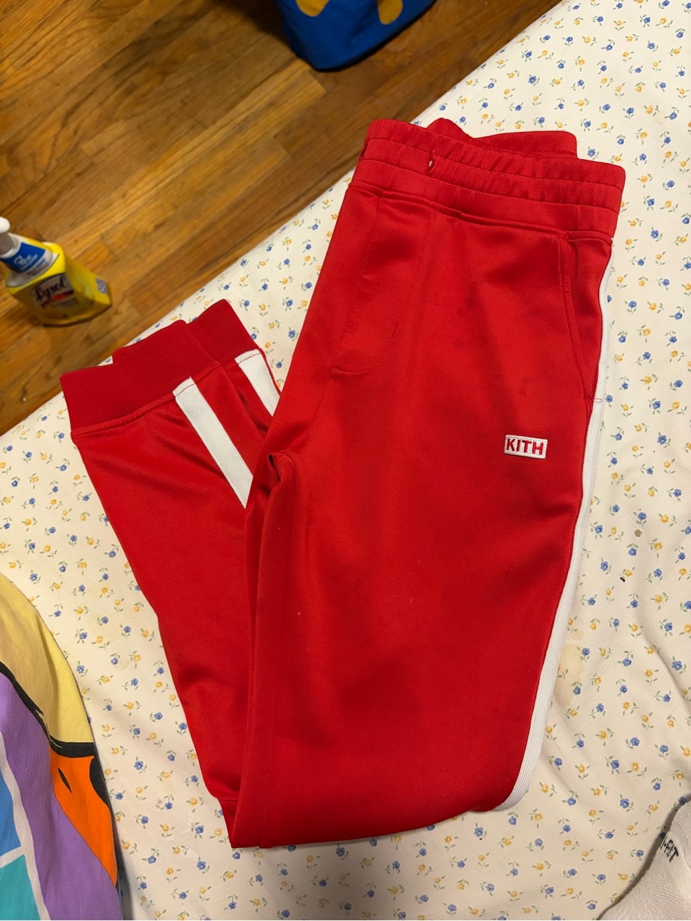 Kith Kids Red Joggers with White Side Stripe